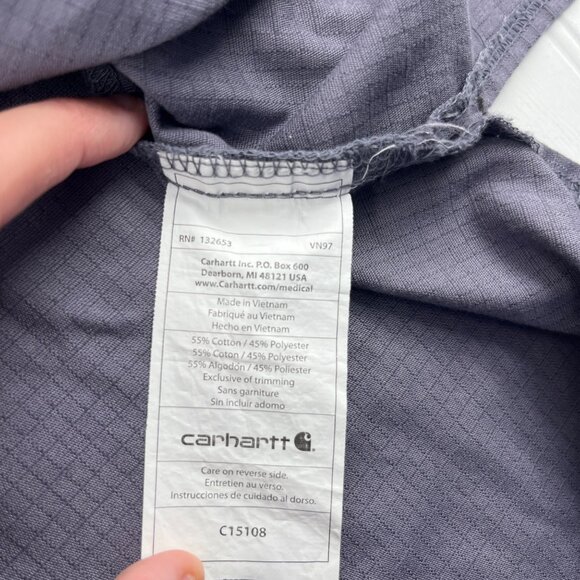 Carhartt Mens V-Neck Scrub Top size Large Gray Short Sleeve - Picture 5 of 5